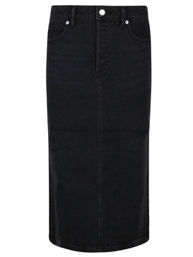 Stretch Denim Midi Skirt