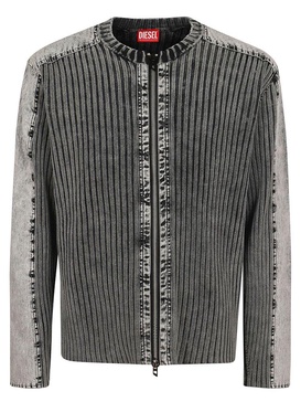 K-matty Contrast Panel Zip-up Cardigan