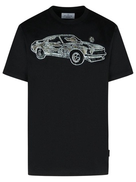 Philipp Plein 'Car Strass' Black Cotton T-Shirt