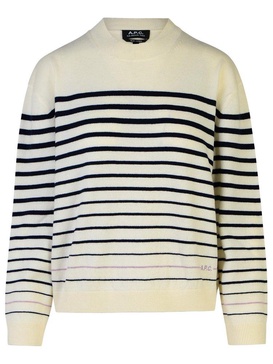 Wool Crewneck Sweater With Stripe Motif