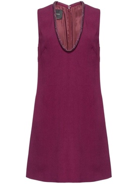 Embellished-neck Mini Dress