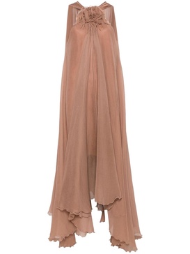 Long dress in silk georgette