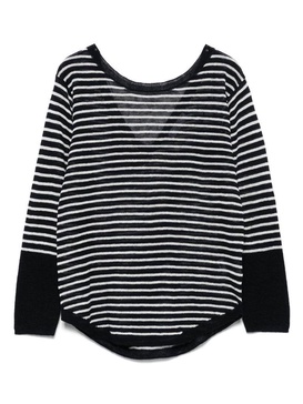 Black and white stripes linen sweater