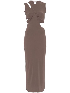 Long brown dress 'Kylee' with cut-out detail