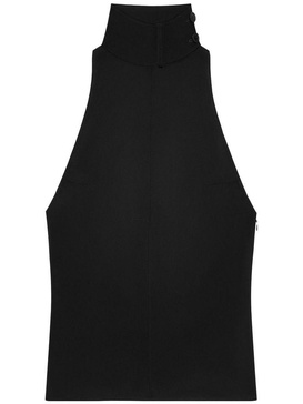 Black sleeveless turtleneck blouse by Courrèges