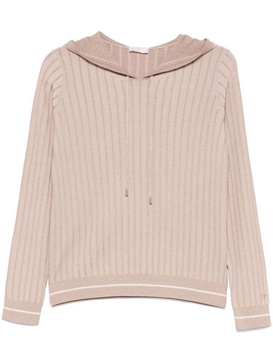 Striped beige sand-colored hoodie