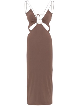 Brown midi dress 'Klea' with cut-out details