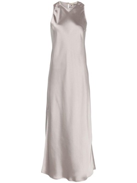 Crafted satin chantilly midi dress in grey