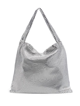 Bag with silver-tone mesh panels with metallic effect