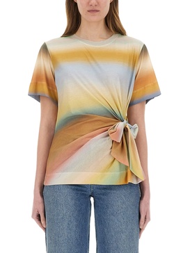 KNOTTED T-SHIRT WITH PRINT