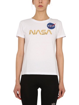 NASA COTTON JERSEY T-SHIRT WITH LAMINATED PRINT