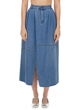 COTTON DENIM MIDI SKIRT
