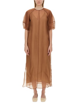TRANSPARENT SILK ORGANZA LONGUETTE DRESS