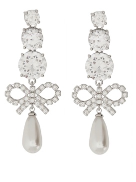 PEARL EARRINGS WITH CRYSTAL BOW