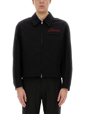 COTTON ZIPPERED JACKET WITH EMBROIDERY