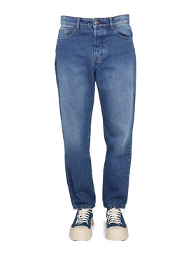 TAPERED FIT COTTON DENIM JEANS