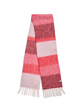 Block Stripe Alpaca Scarf - Red