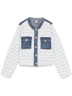 Denim blue jacket with tweed design