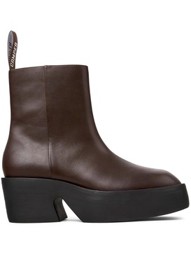 Brown leather boots for women