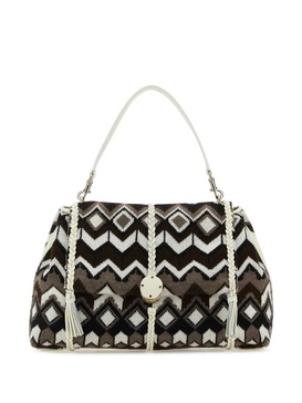 Embroidered Wool Large Penelope Shoulder Bag