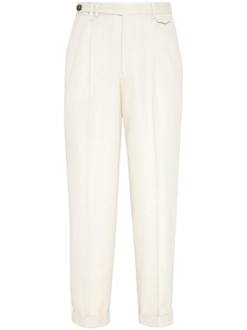 pressed-crease tapered trousers
