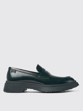 Green leather loafers for women