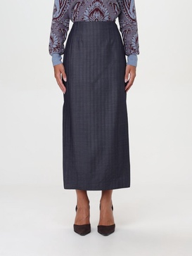 Blue Midi Skirt with Side Openings