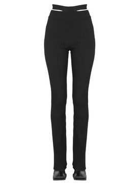 Ribbed Trousers With Cut Out Belt