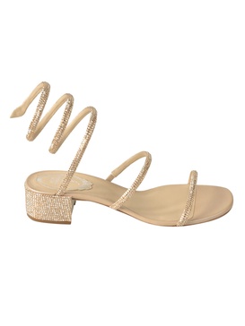 Crystal Embellished Twisted Strap Flat Sandals
