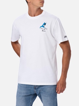 Man Cotton T-shirt With Batman Print And Embroidery | Batman Special Edition