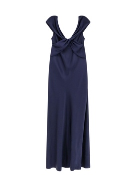 Bow Detailed Flared Maxi Satin Dress