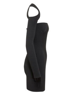 Ribbed-knit Asymmetrical Mono Shoulder Dress