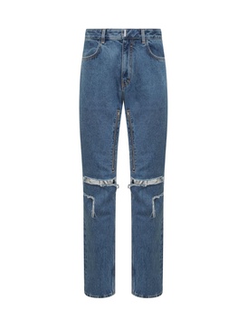 Jeans With Zip And Rips Details