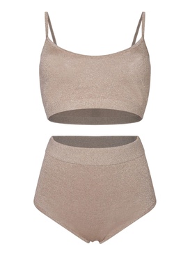 Set Knit Gold- Top And Trousers Sand Color