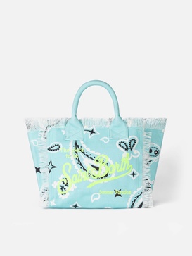 Colette Water Green Cotton Canvas Handbag With Bandanna Print