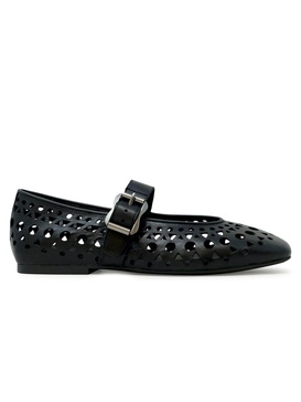 Ash Black Leather Ballerina Flat Shoes