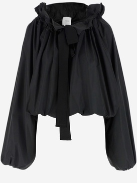 Gros Grain Top With Gathered Collar