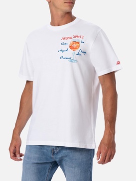 Man Cotton T-shirt With Aperol Spritz Print And Embroidery | Aperol Special Edition