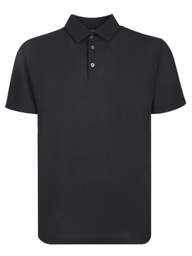Black Crepe Polo Shirt