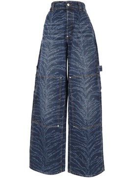 Tiger Printed High-waist Cargo Jeans