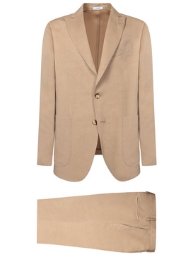 Beige Cotton And Lycra Suit