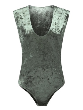 Olive Green Iridescent Velvet Bodysuit