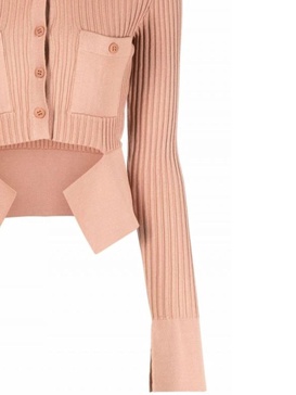 Ribbed-knit Mini Cardigan With Cut-out Pocket