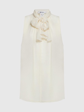Mela Pussy Bow Neck Silk Blouse