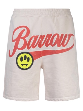 Taupe Bermuda Shorts With Lettering Prints.