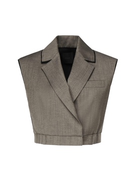 Short Vest With Lapels And Elastic