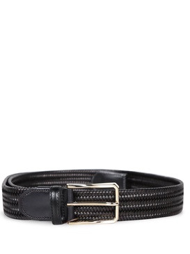 Black Woven Leather Belt
