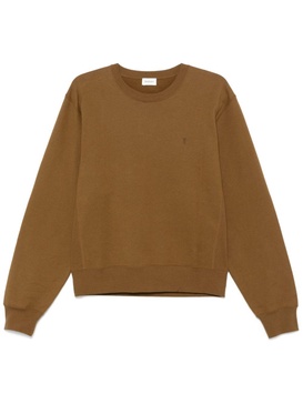 Saint Laurent Logo Embroidered Cotton Sweatshirt Men
