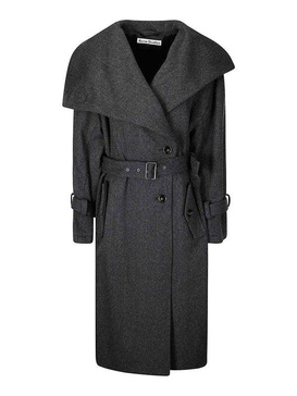 Double-breasted coat with belt