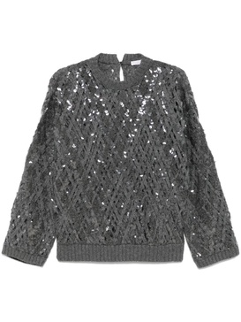 Dazzling Mesh Embroidery sweater in cashmere, mohair and alpaca